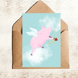 Lustige Valentinstagskarte Amor als Schwein Karte Liebe