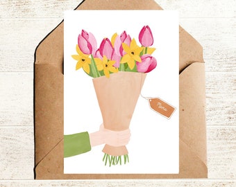 Blumenstrauß Karte personalisierbar mit Namen oder Schriftzug