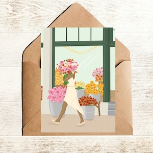 Postkarte Blumenmarkt Blumenstrauß Karte zum Geburtstag