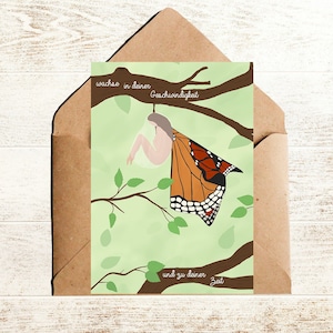 Postkarte inneres Wachstum Schmetterling Karte