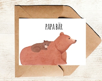 Father's Day Card Papa Bear Postcard