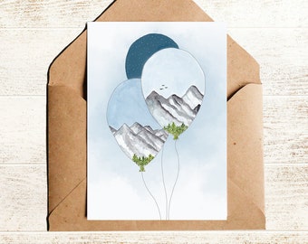 Birthday Card with Balloons | Wanderlust Birthday Card