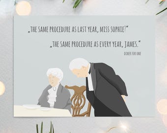 Funny New Year's Eve card with a quote from Diner for One