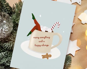Christmas card hot chocolate with saying