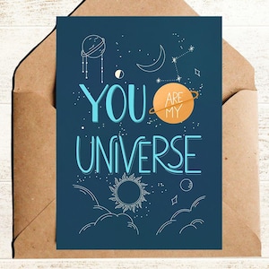 Liebeskarte mit Spruch du bist mein Universum