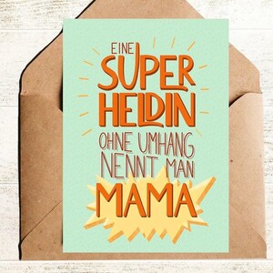 Muttertag Karte für Mama mit Spruch Superheldin