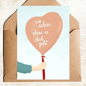Postkarte schön dass es dich gibt Freundschaft und Liebe