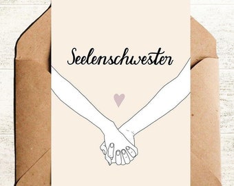 Karte beste Freundin Seelenschwester Postkarte