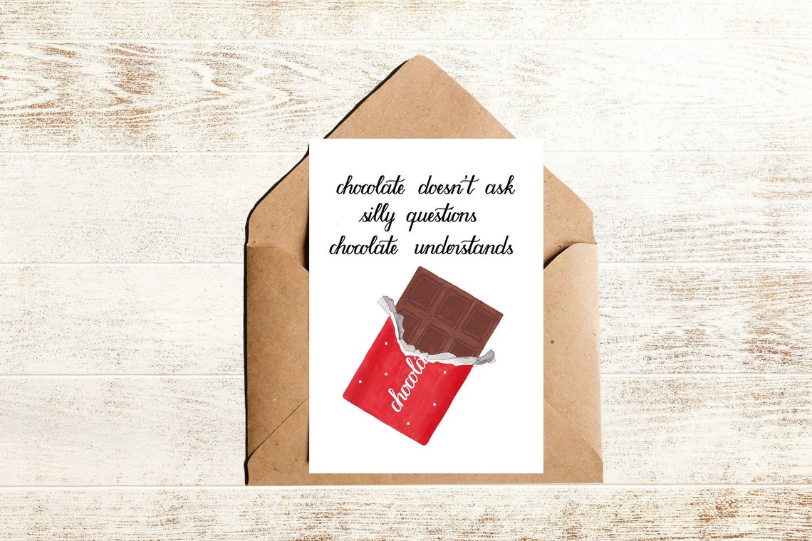 Postkarte Schokolade mit Spruch Etsy