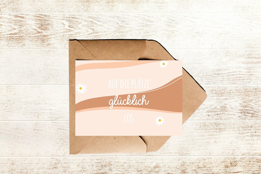 Spruchkarte Auf die Plätze glücklich los für eine positive Einstellung und Motivation Etsy.de