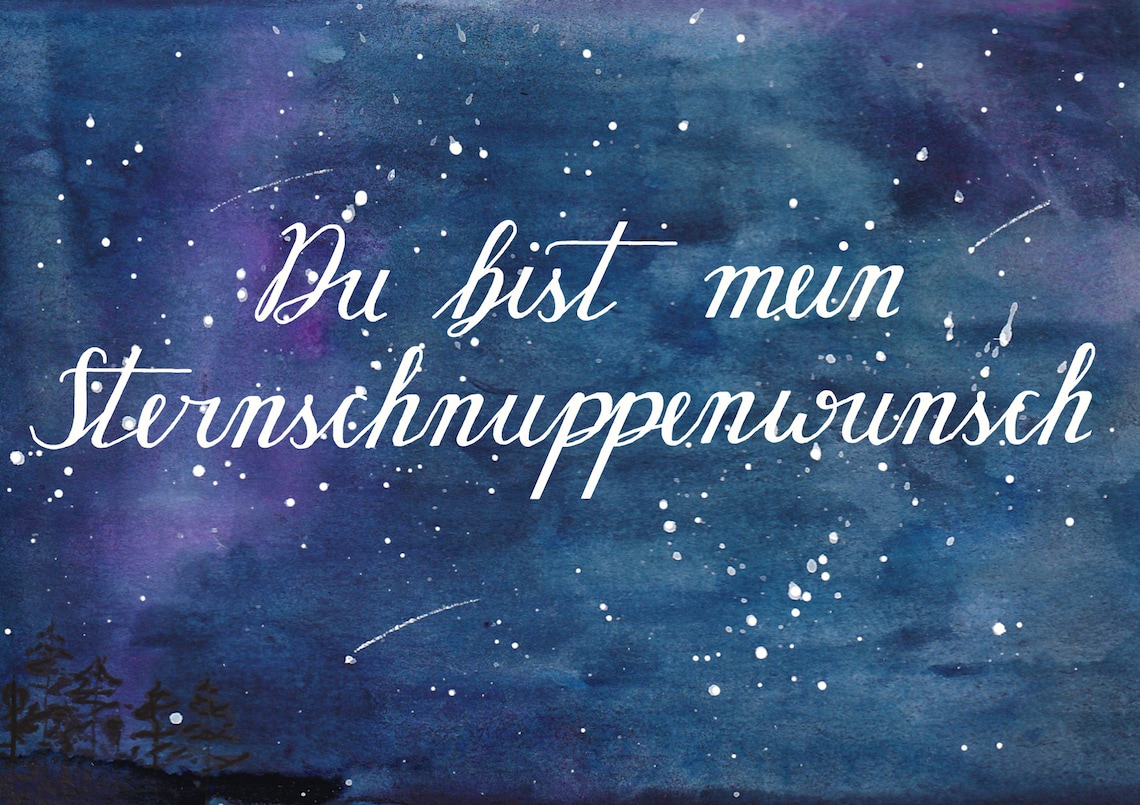 Postkarte Liebe mit Sternenhimmel und Spruch Du bist Etsy