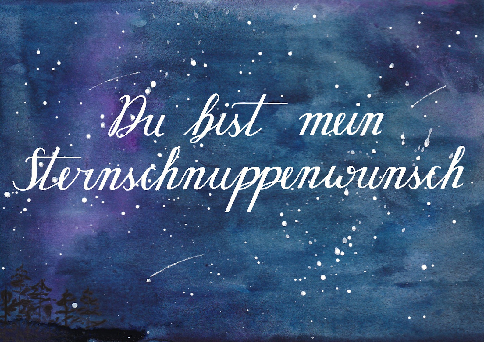 Postkarte Liebe mit Sternenhimmel und Spruch Du bist Etsy