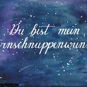 Postkarte Liebe mit Sternenhimmel und Spruch Du bist mein