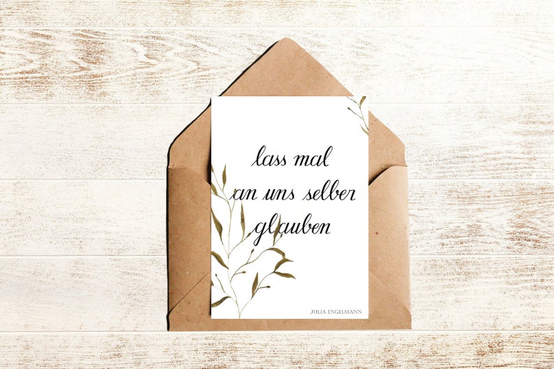 Motivierende Postkarte Mit Zitat Lass Mal An Uns Selber Glauben Spruchkarte Julia Engelmann