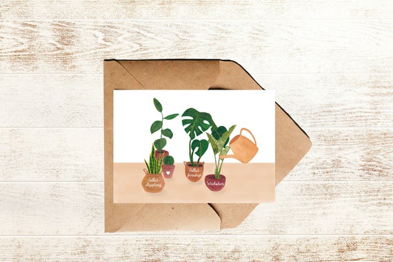Postkarte Selbstfürsorge und Selbstakzeptanz mit Pflanzen