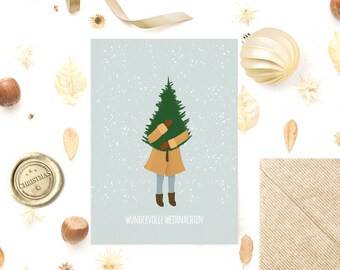 Christmas card fir tree Wonderful Christmas