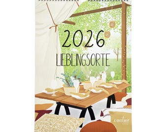 Wall calendar 2026 in A3 portrait format with illustrations of beautiful places