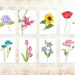 Postkarten Set Blumen mit Kunstdrucken floraler Aquarellmotive