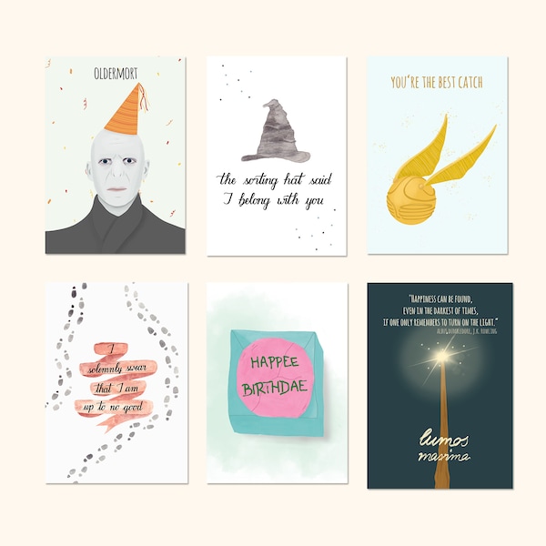 Harry Potter Postkartenset mit Liebeskarten und Geburtstagskarten