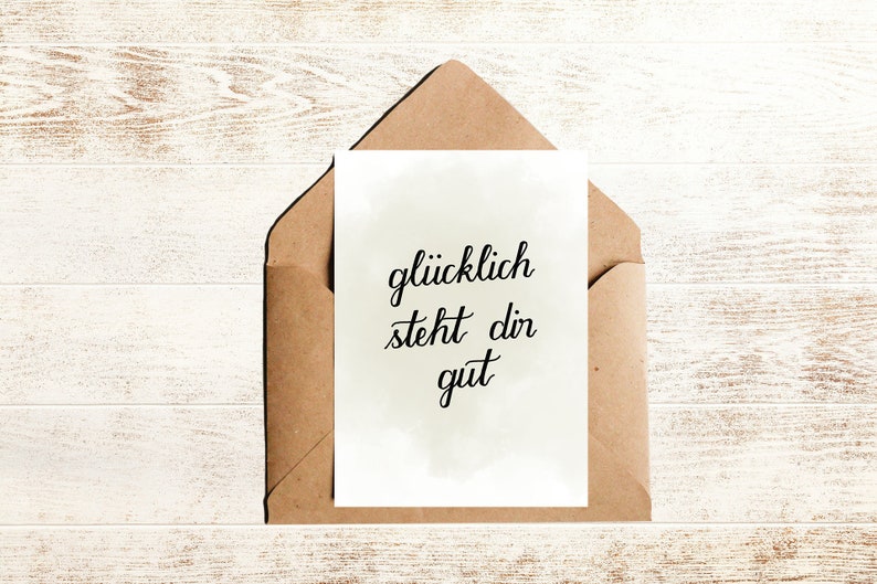 Postkarte mit Spruch glücklich steht dir gut Etsy