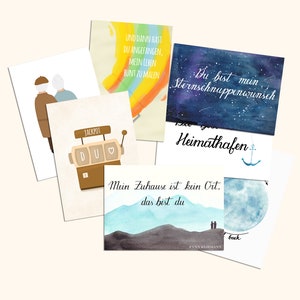 Postkarte Liebe mit Sternenhimmel und Spruch Du bist mein