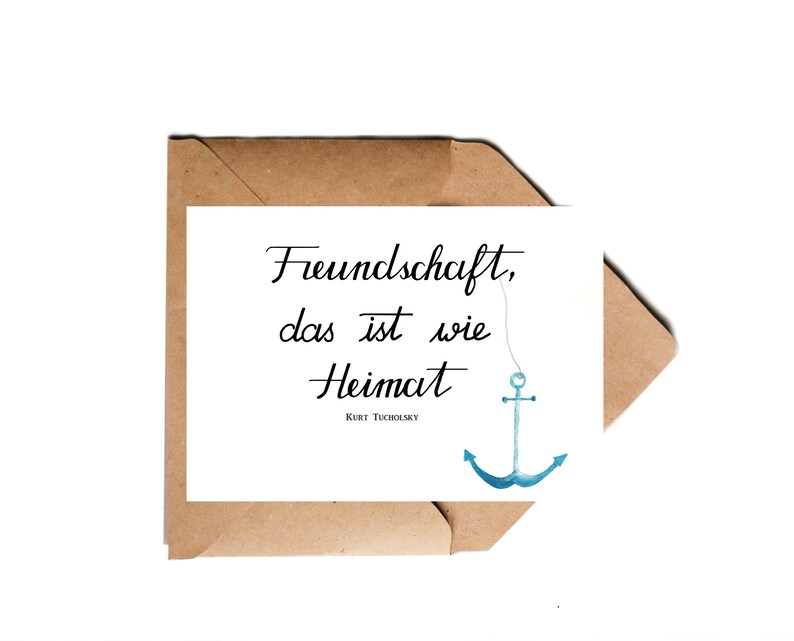 Karte Freundschaft mit Anker und Spruch Freundschaft das Etsy.de