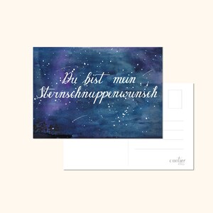 Postkarte Liebe mit Sternenhimmel und Spruch Du bist mein