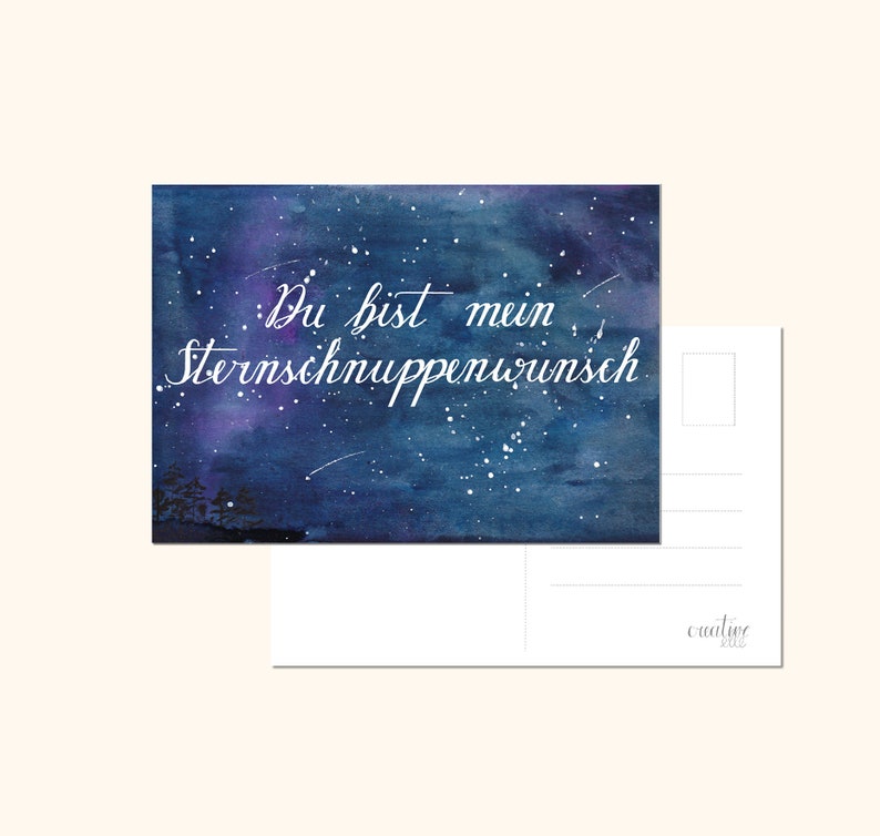 Postkarte Liebe mit Sternenhimmel und Spruch Du bist Etsy.de