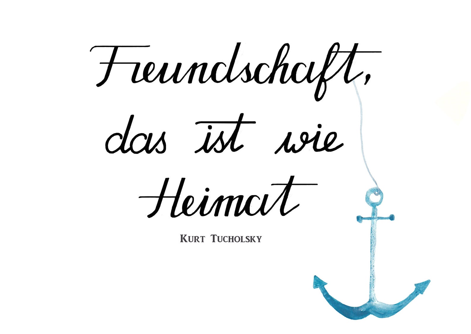 Karte Freundschaft mit Anker und Spruch Freundschaft das Etsy