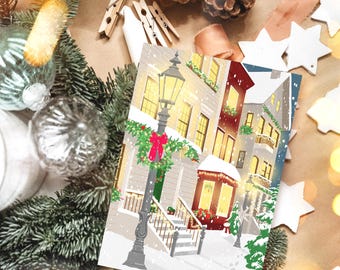 Classic Christmas card Winter in the city