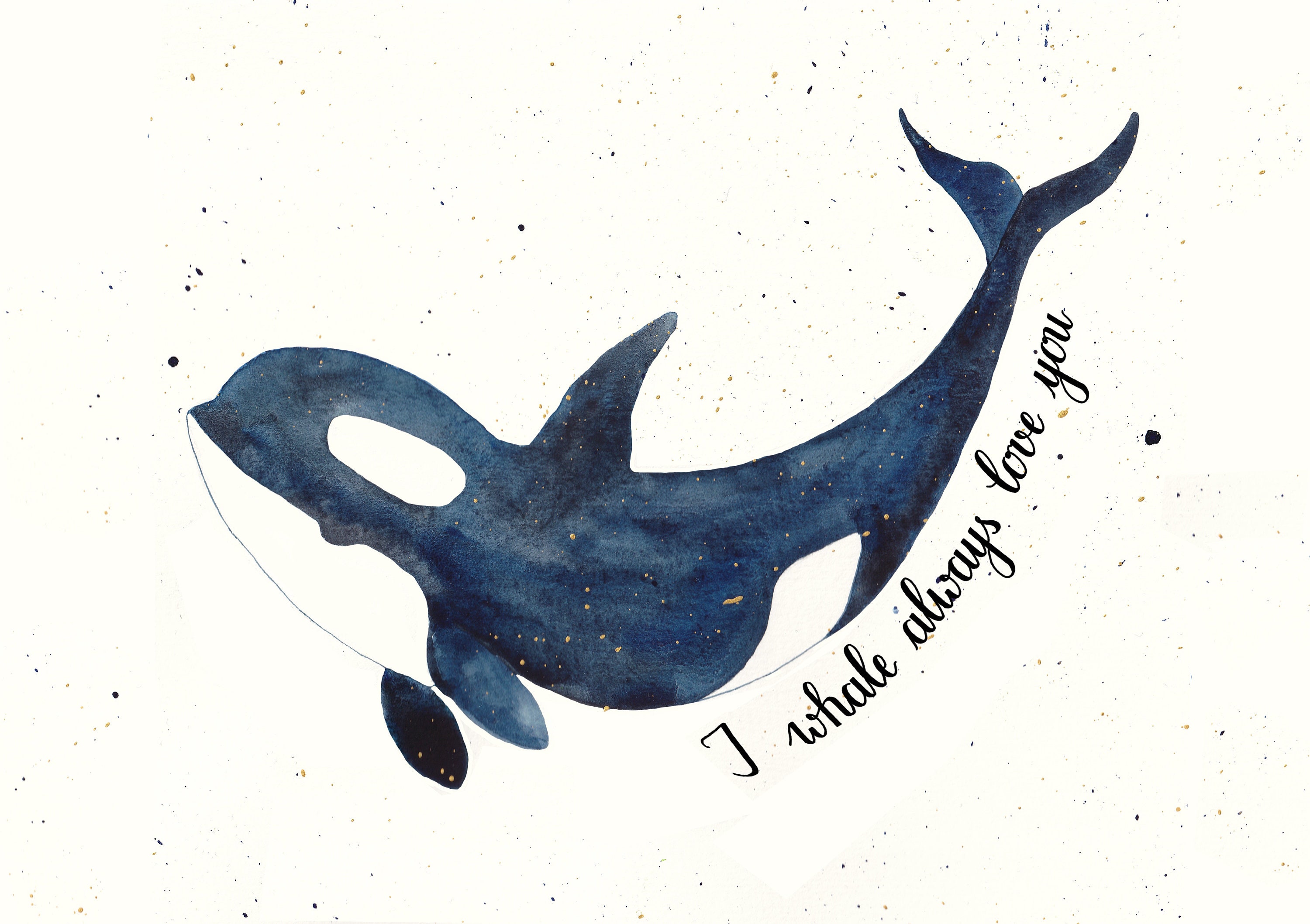 Liebeskarte Wal mit Spruch I whale always love you lustige Etsy