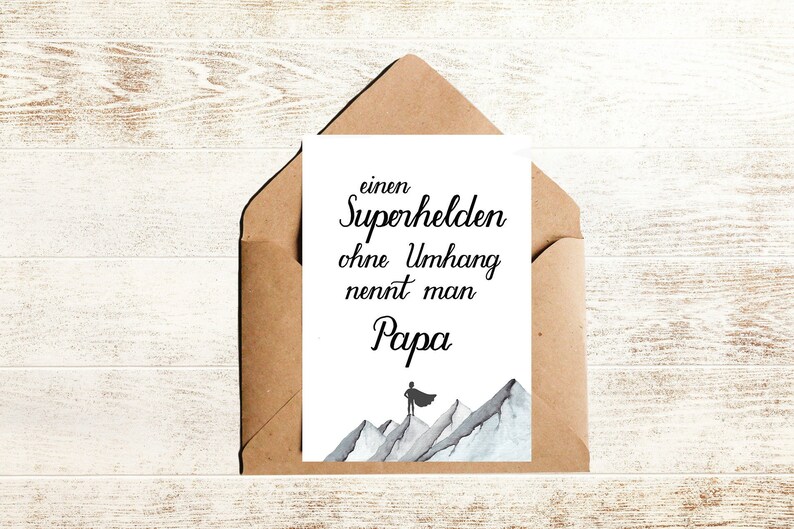 Vatertag Karte Postkarte für Papa mit Spruch Superheld Etsy