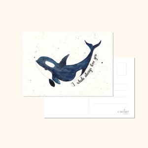 Liebeskarte Wal mit Spruch I whale always love you, lustige Karte zum