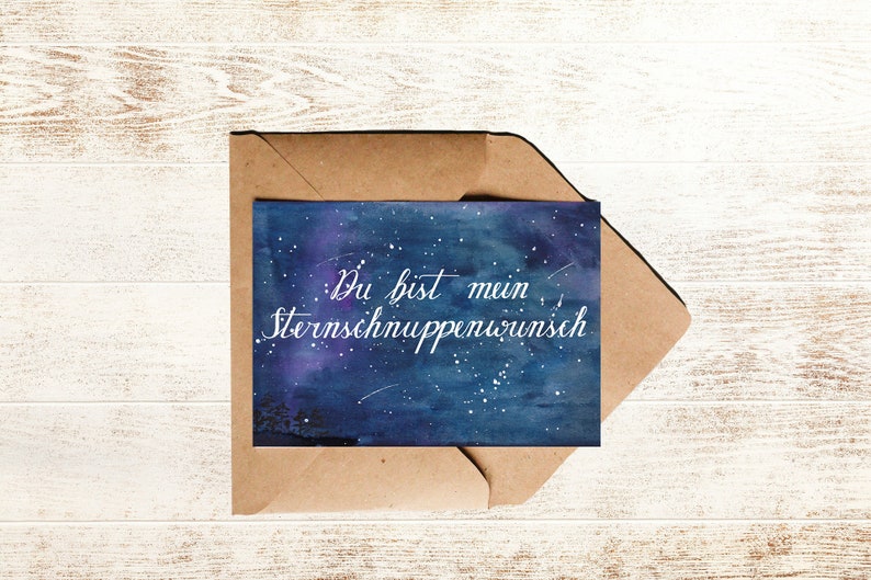 Postkarte Liebe mit Sternenhimmel und Spruch Du bist Etsy.de