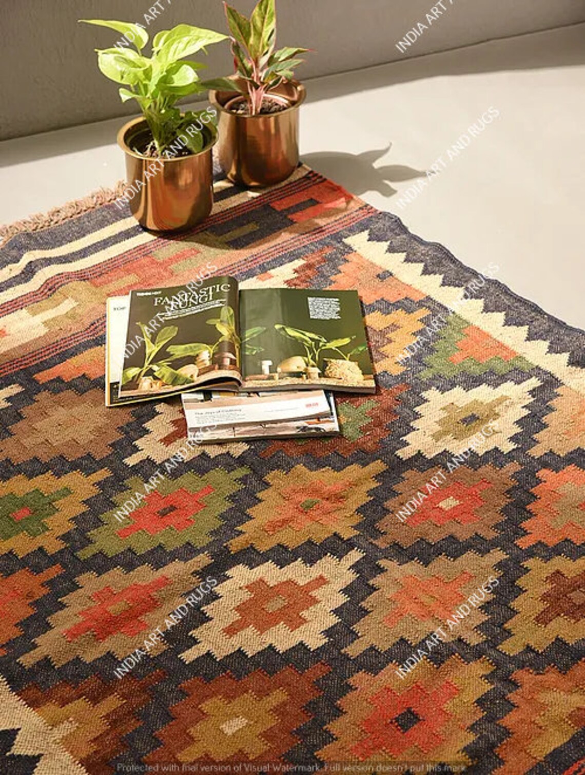 Wool Jute Kilim Rugs Runner Wool Jute Custom Bohemian Art Boho Etsy