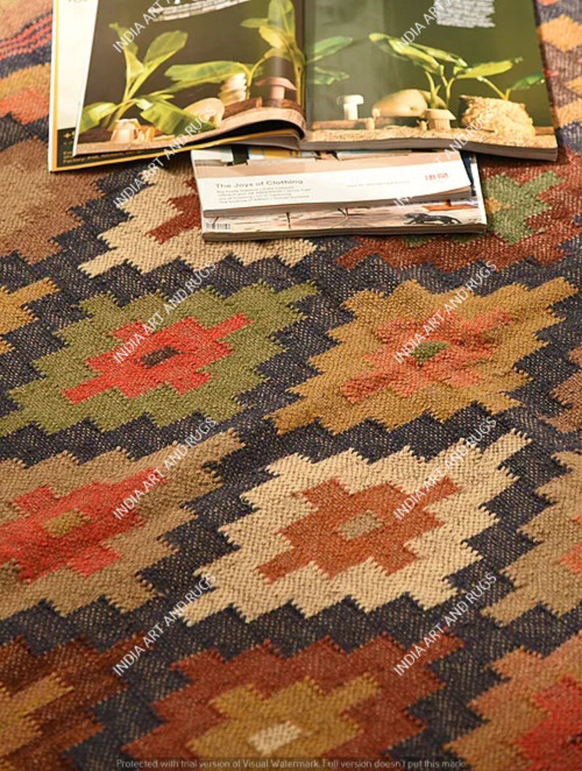 Wool Jute Kilim Rugs Runner Wool Jute Custom Bohemian Art Boho Etsy