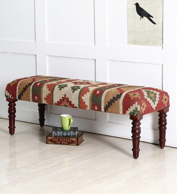 Kilim Bench Wood Work Bench Ottoman Bench Handmade Furniture