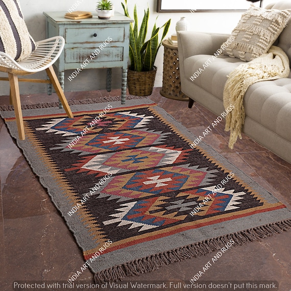 Wool Jute Kilim Rugs Runner Bohemian Handmade Area Custom Oriental Vintage  Home Living Decorative Art Dhurrie India Modern Traditional Rugs -   Canada