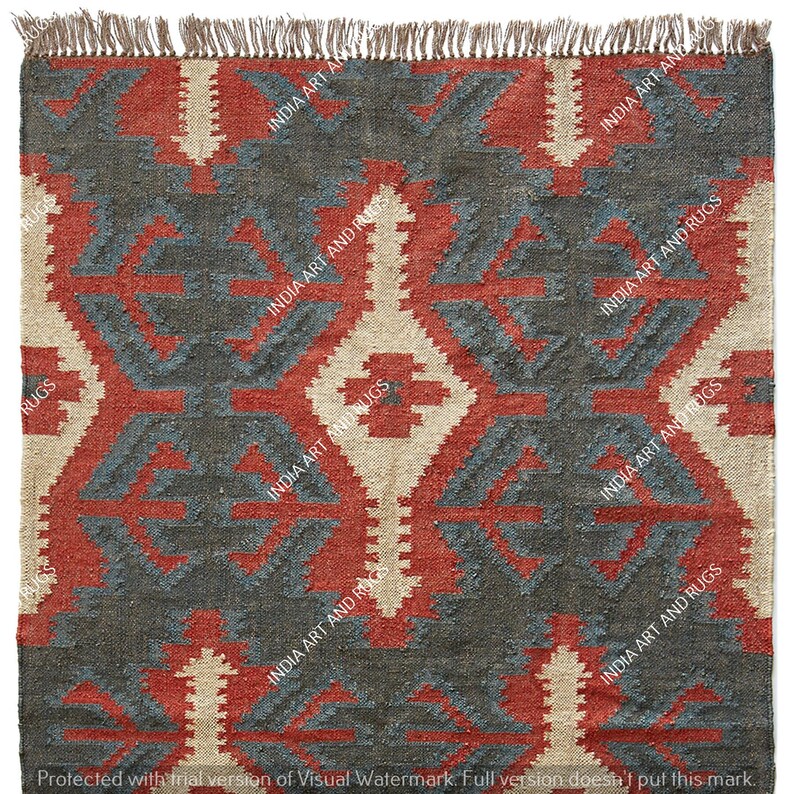 Wool Jute Kilim Rugs Runner Bohemian Custom Art India Etsy