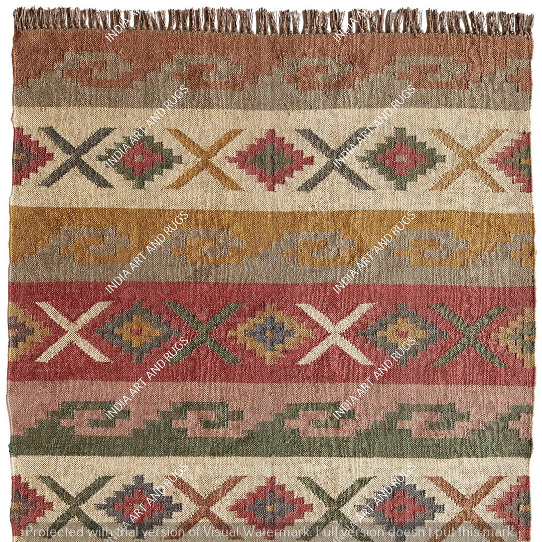 Wool Jute Kilim Rugs Area Floor Home Living Decorative Etsy
