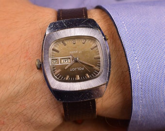 Alte Uhr für Mann, 70er Jahre Sowjetische Armbanduhr, Vintage Mechanische Uhr, Retro russische Uhr, Weihnachtsgeschenk für Ihn, Großvater Geschenk