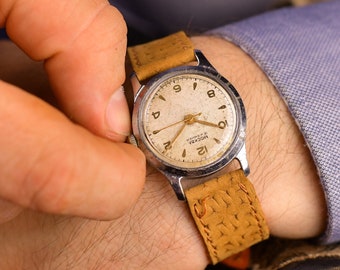 Old 50s Watch - Rare Watch for Men - Unisex Vintage Wristwatch - Small Mid Century Wrist Watch Mens - Mechanical Mens Watch - Birthday Gift