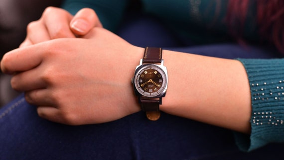 Ladies Vintage Wristwatch, Soviet Cushion Watch F… - image 2