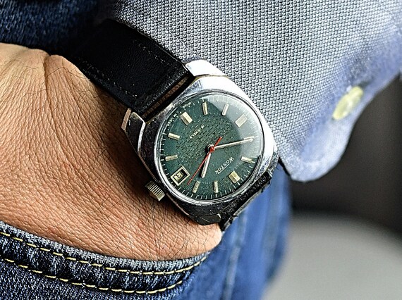 Retro vierkante horloge tweedehands herenhorloge vintage | Etsy België