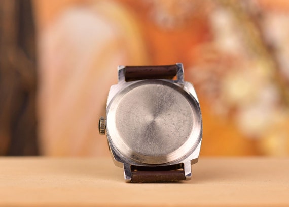 Ladies Vintage Wristwatch, Soviet Cushion Watch F… - image 6