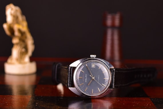 70s Watch Mechanical Wrist Watch for Men Vintage Gray Dial Wrist