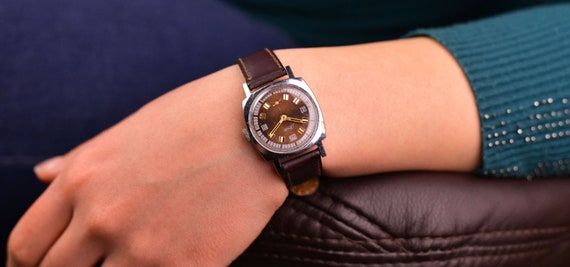 Ladies Vintage Wristwatch, Soviet Cushion Watch F… - image 1