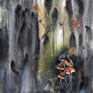 Heiliger Wald A3, A4 KUNST-PRINT. Fantasy Karte / Wandkunst . Dunkle Magie, Geist, düsteres Heidenwesen, Gothic Märchen Poster von Lumitar