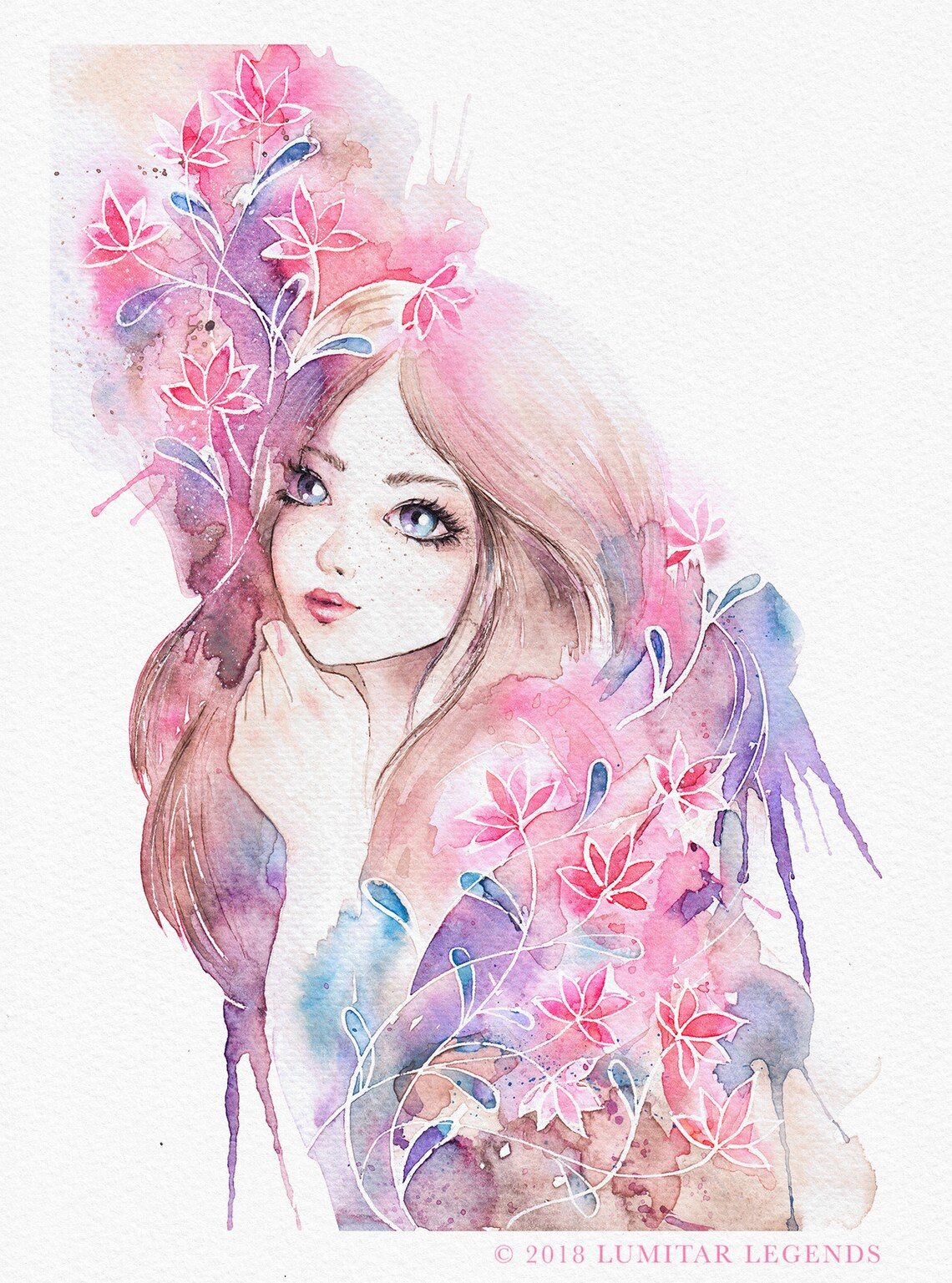 Little flower Girl. Art PRINT / ORIGINAL Artwork. Watercolor Etsy
