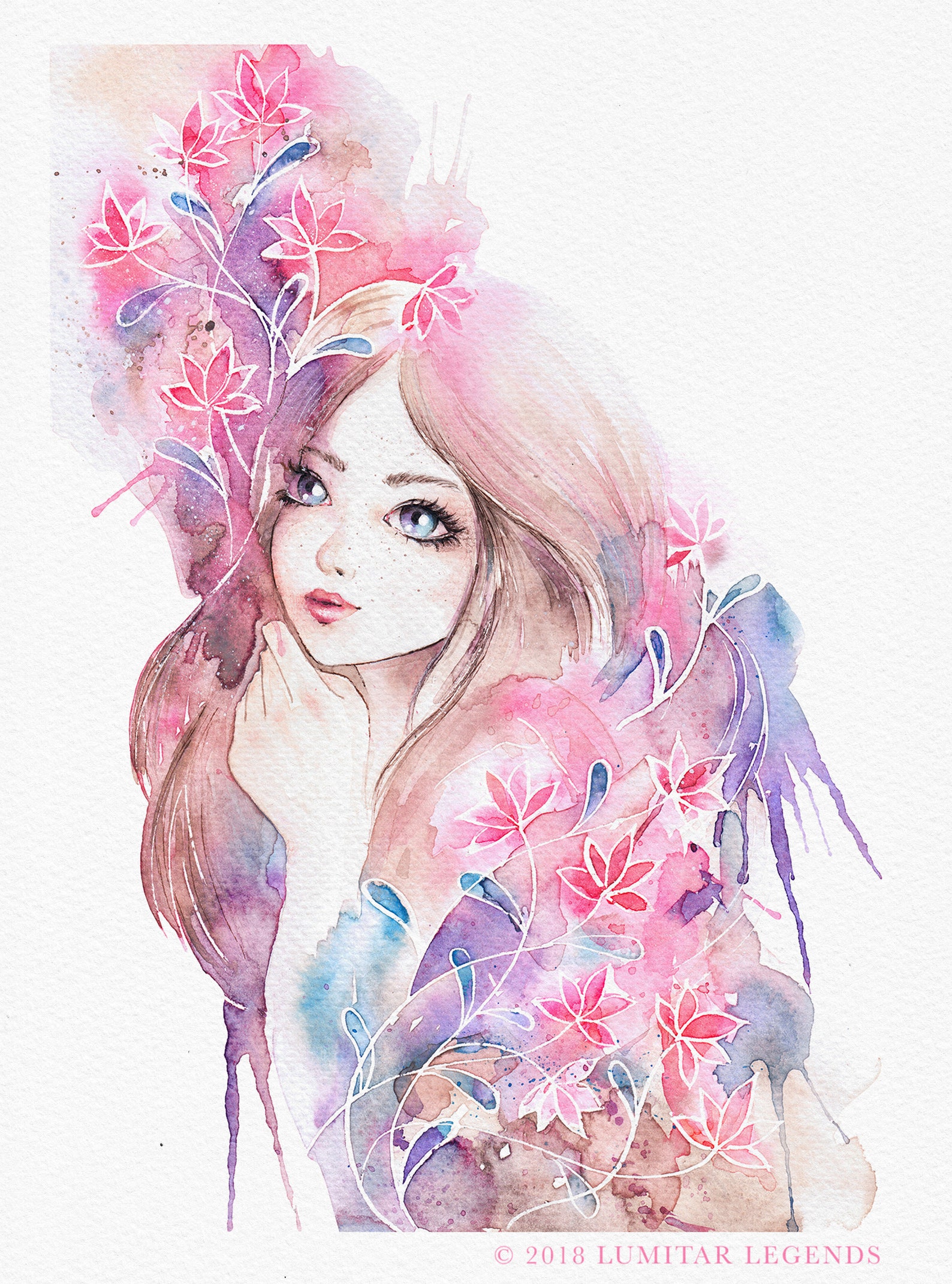 Little flower Girl. Art PRINT / ORIGINAL Artwork. Watercolor Etsy